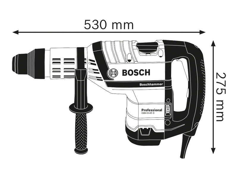 Vrtalno kladivo Bosch GBH 8-45 D s sistemom SDS max, 1.500W, 12.5J, 8.2kg, 0611265100